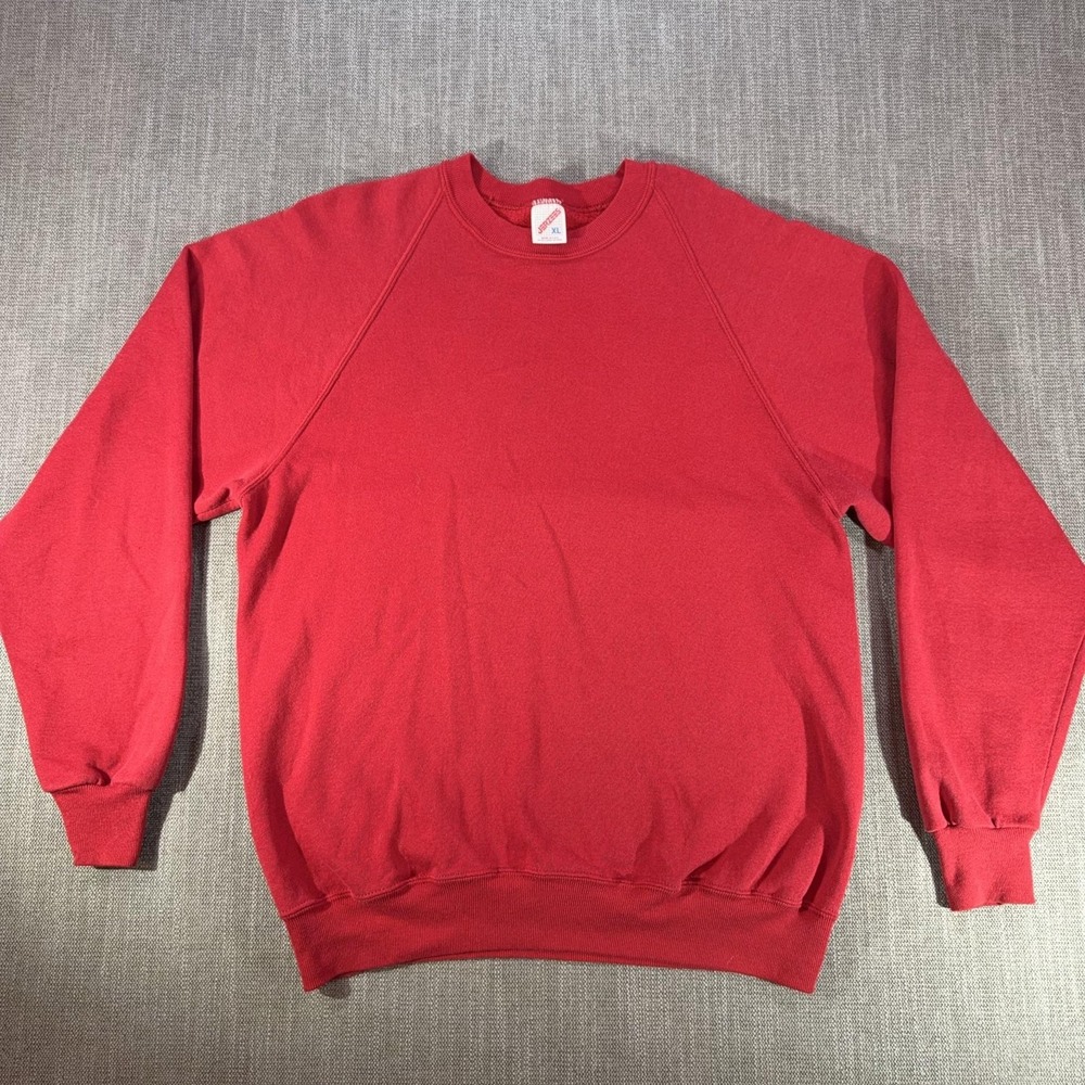 Vintage Jerzees Sweatshirt Mens XL Red Fleece Crewneck Made USA 90s Solid